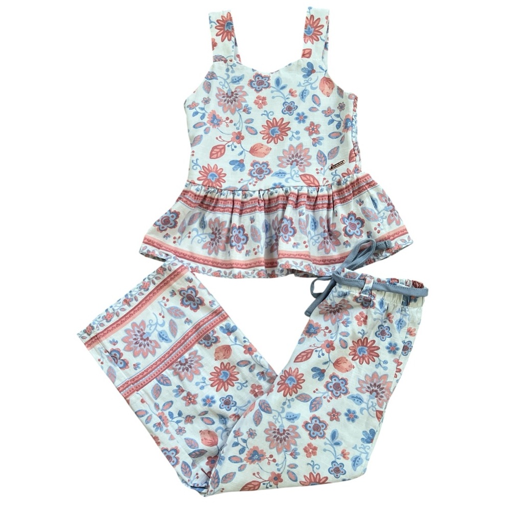 Tahari Girl's Two Piece Floral Peplum‎ Outfit Size 5 Girls